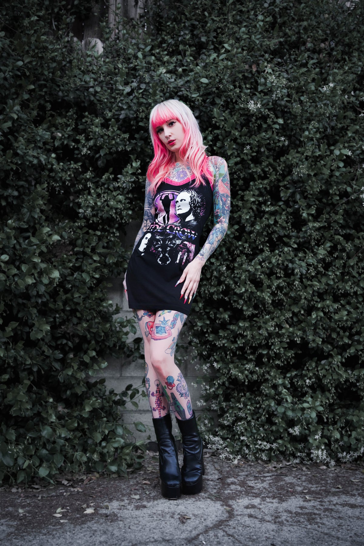 The Crow Pink Lace Strap Dress