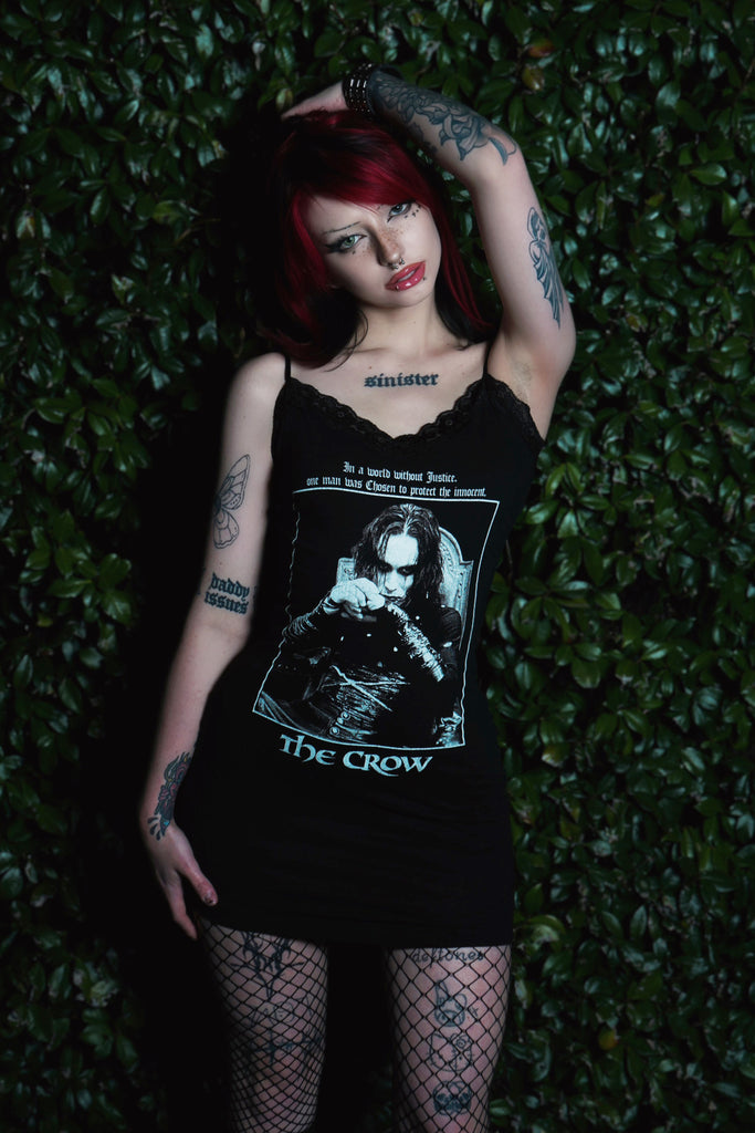 The Crow Black Lace Strap Dress, XXL