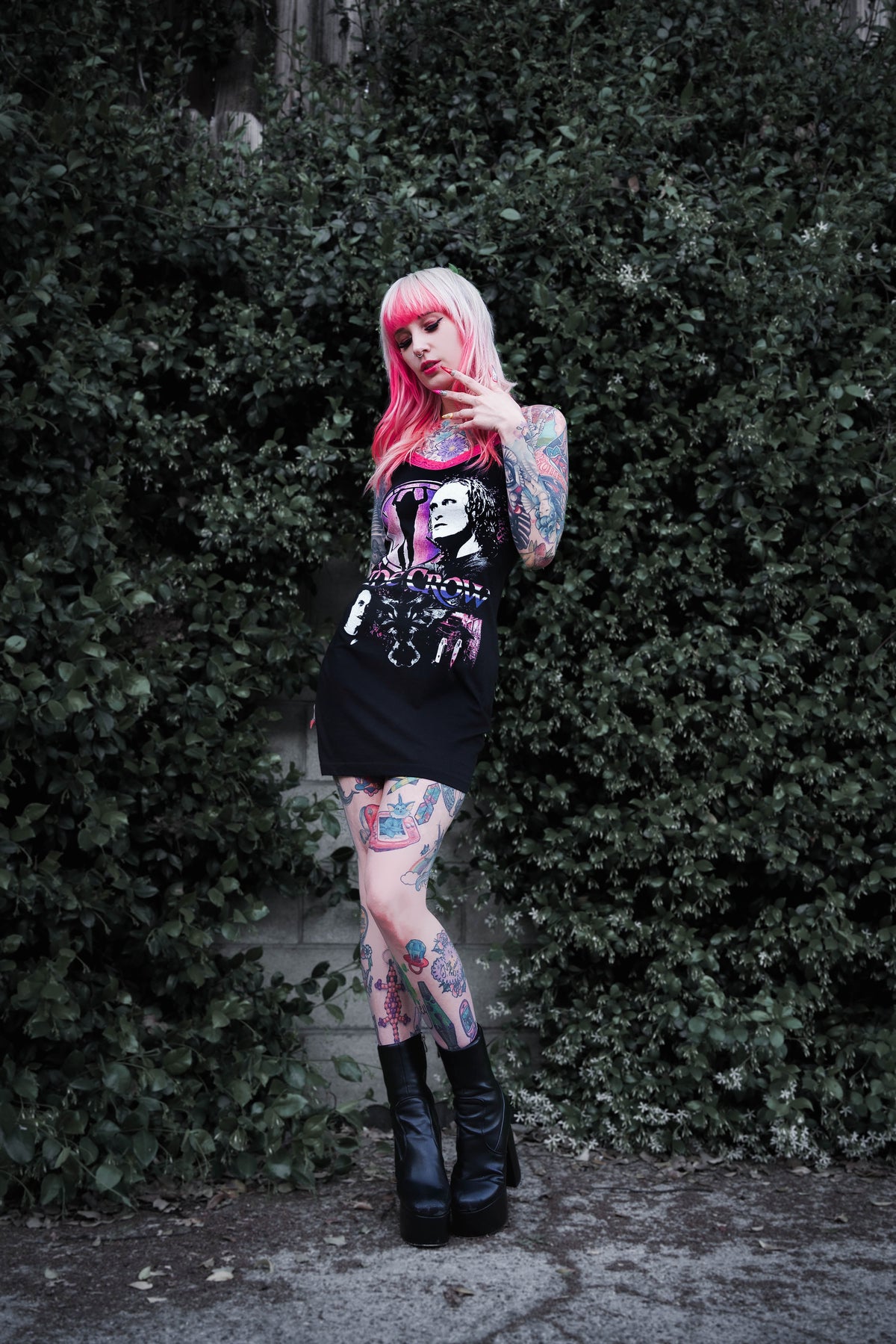 The Crow Pink Lace Strap Dress