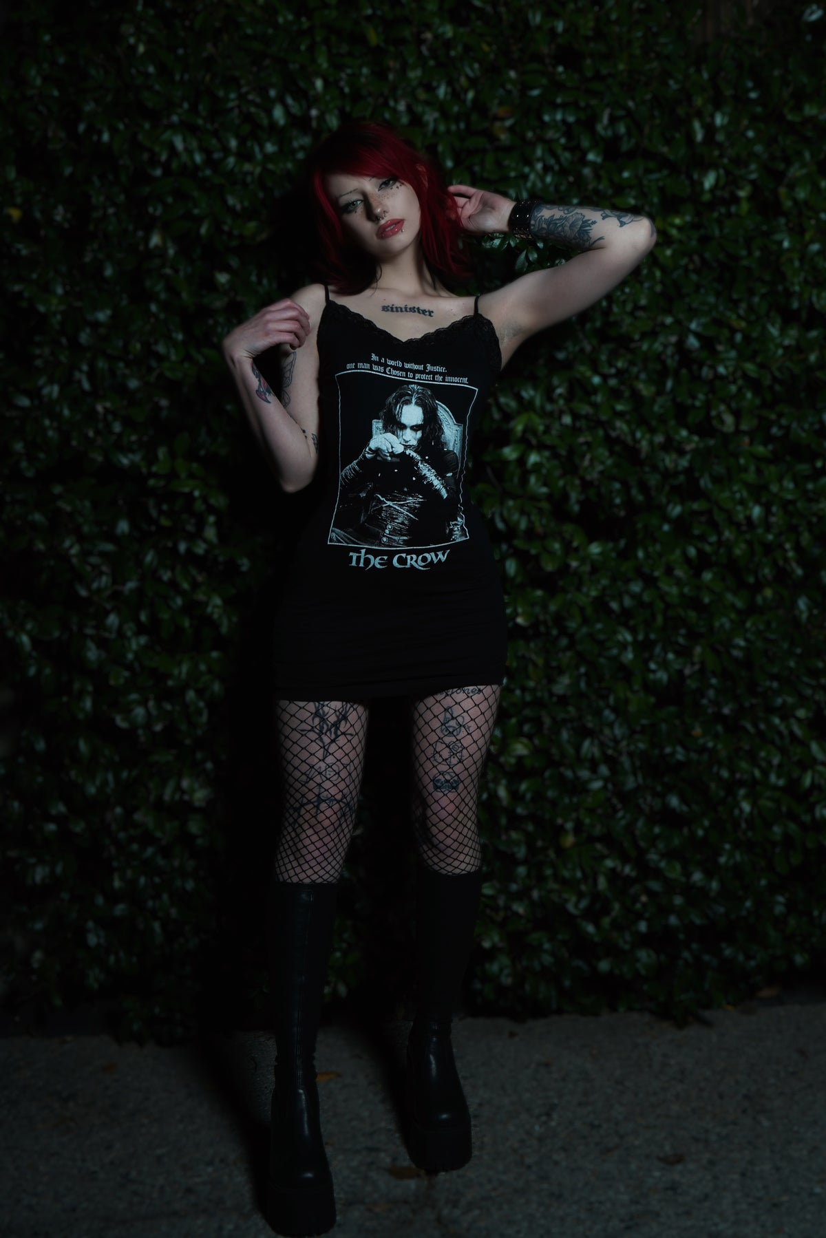 The Crow Black Lace Strap Dress