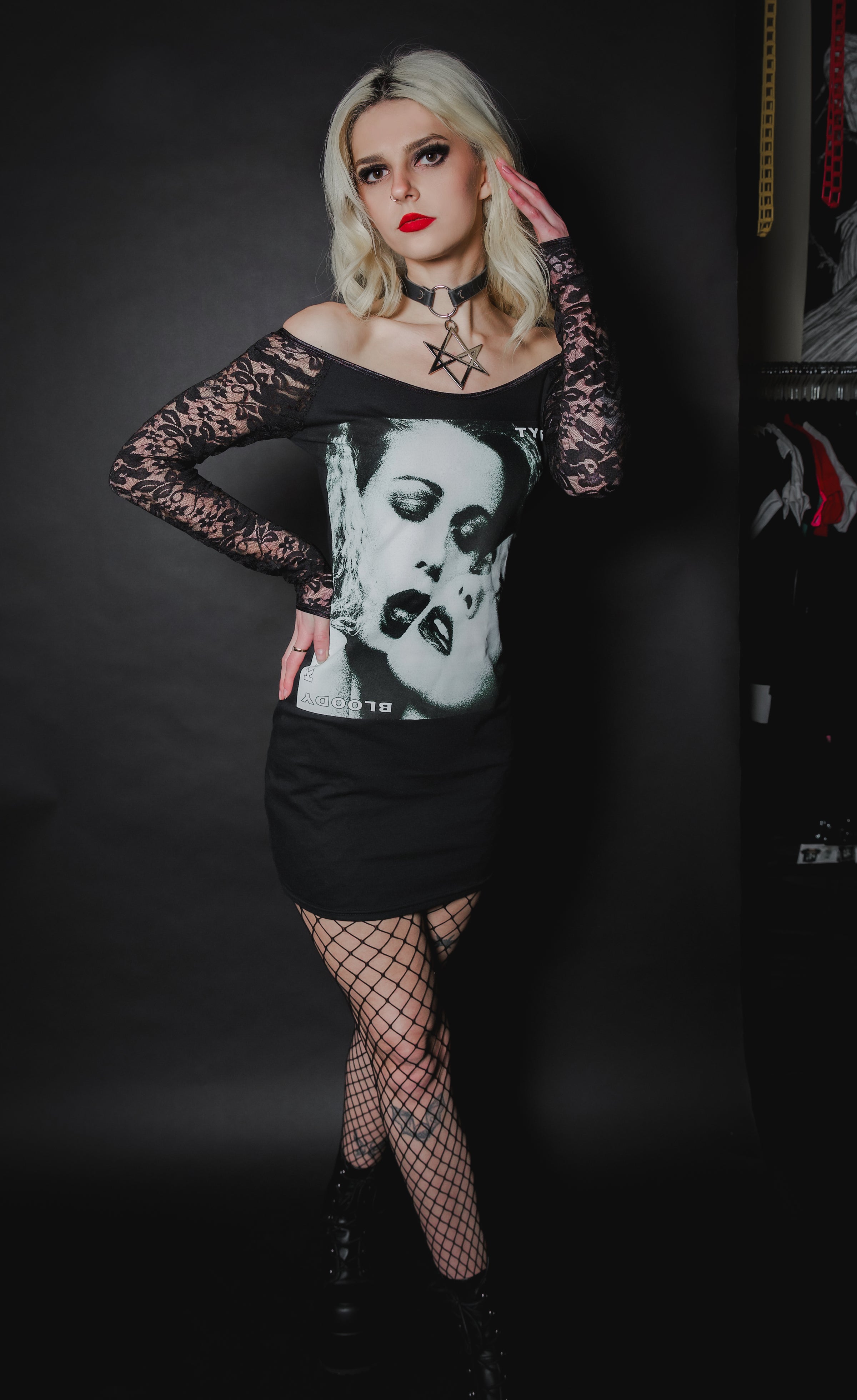 Type O' Negative Off- Shoulder Dress