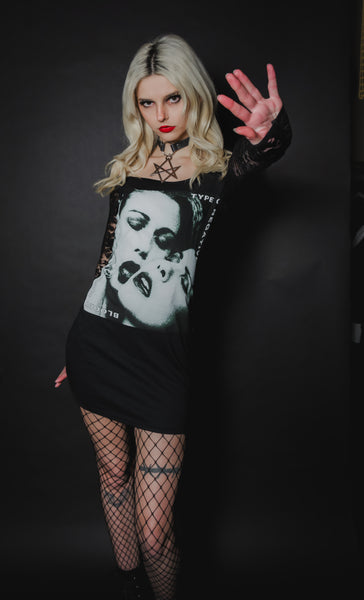 Type O' Negative Off- Shoulder Dress