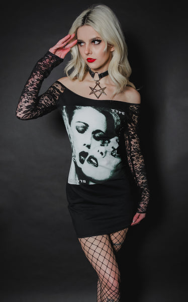 Type O' Negative Off- Shoulder Dress