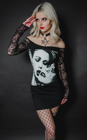 Type O' Negative Off- Shoulder Dress