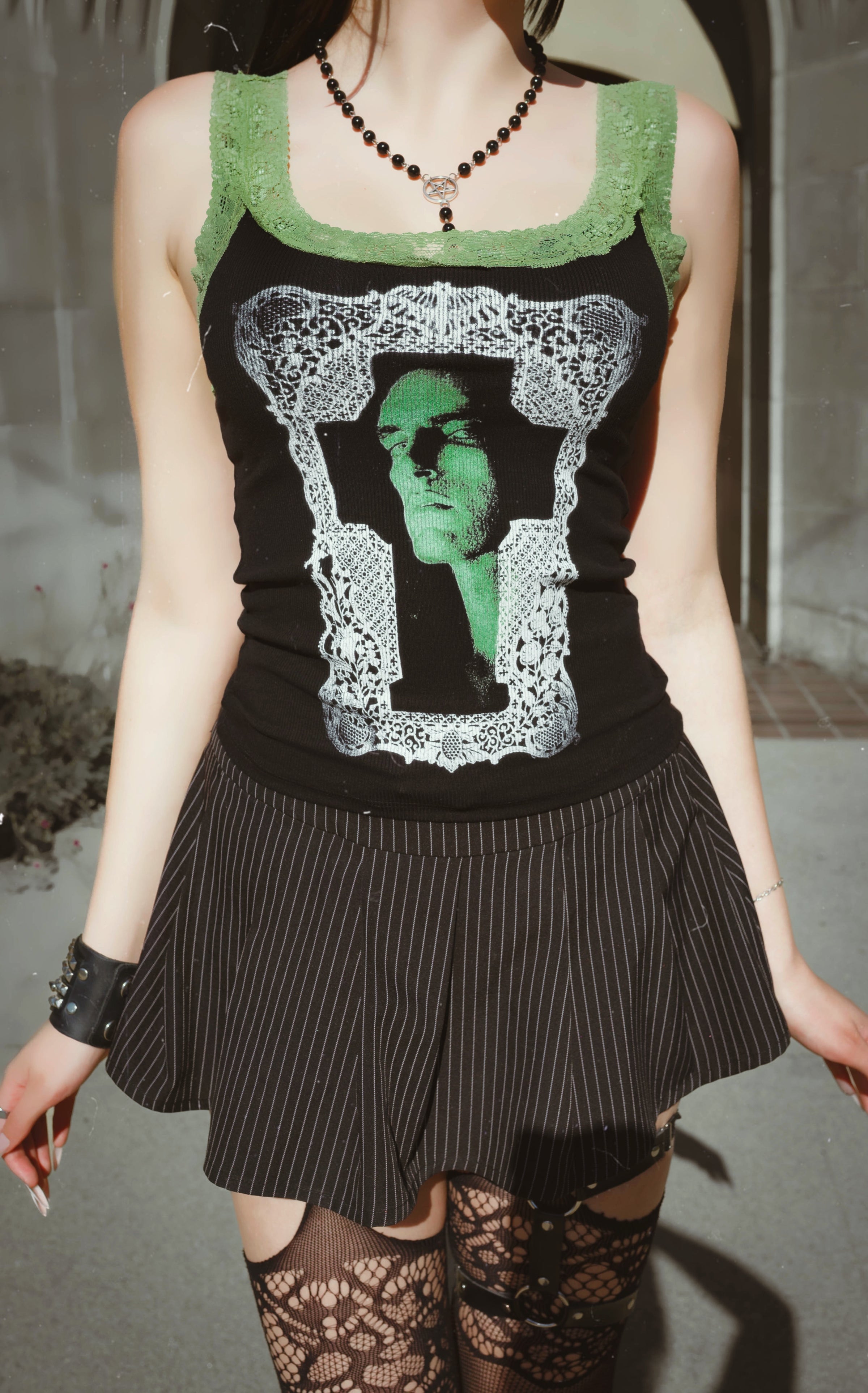 Peter Lace Ribbed Tank