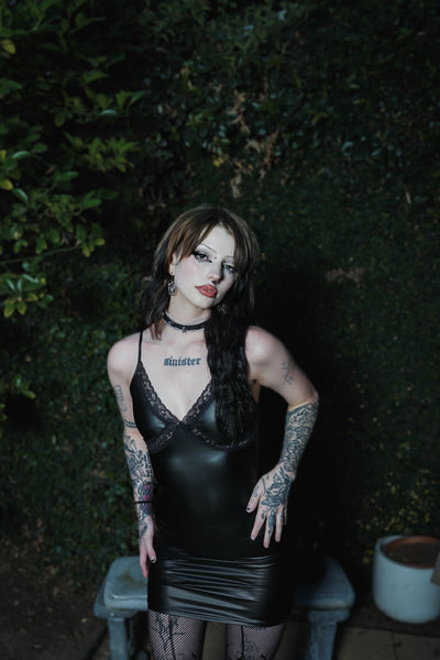 Vegan Leather Lace Dress