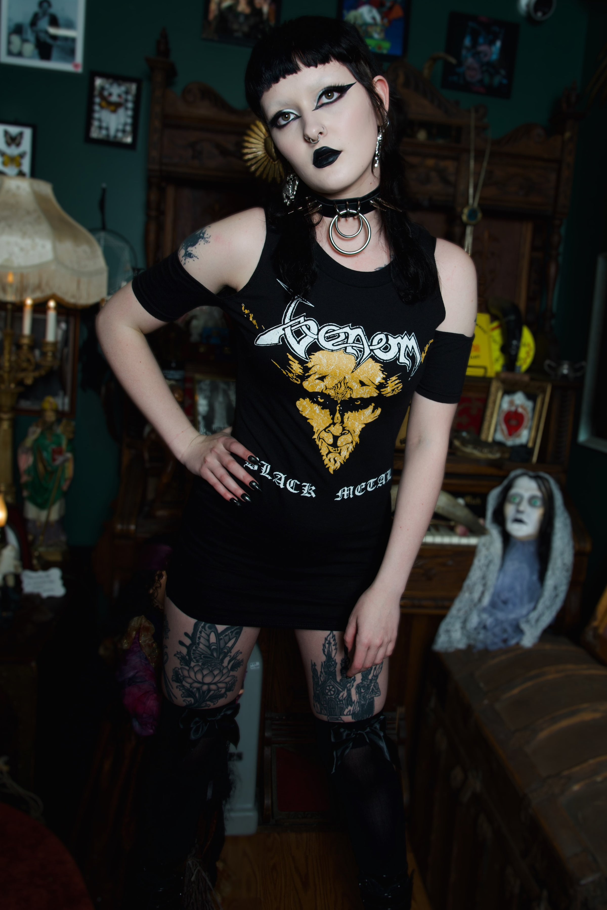 Venom Shoulder-Cut Dress