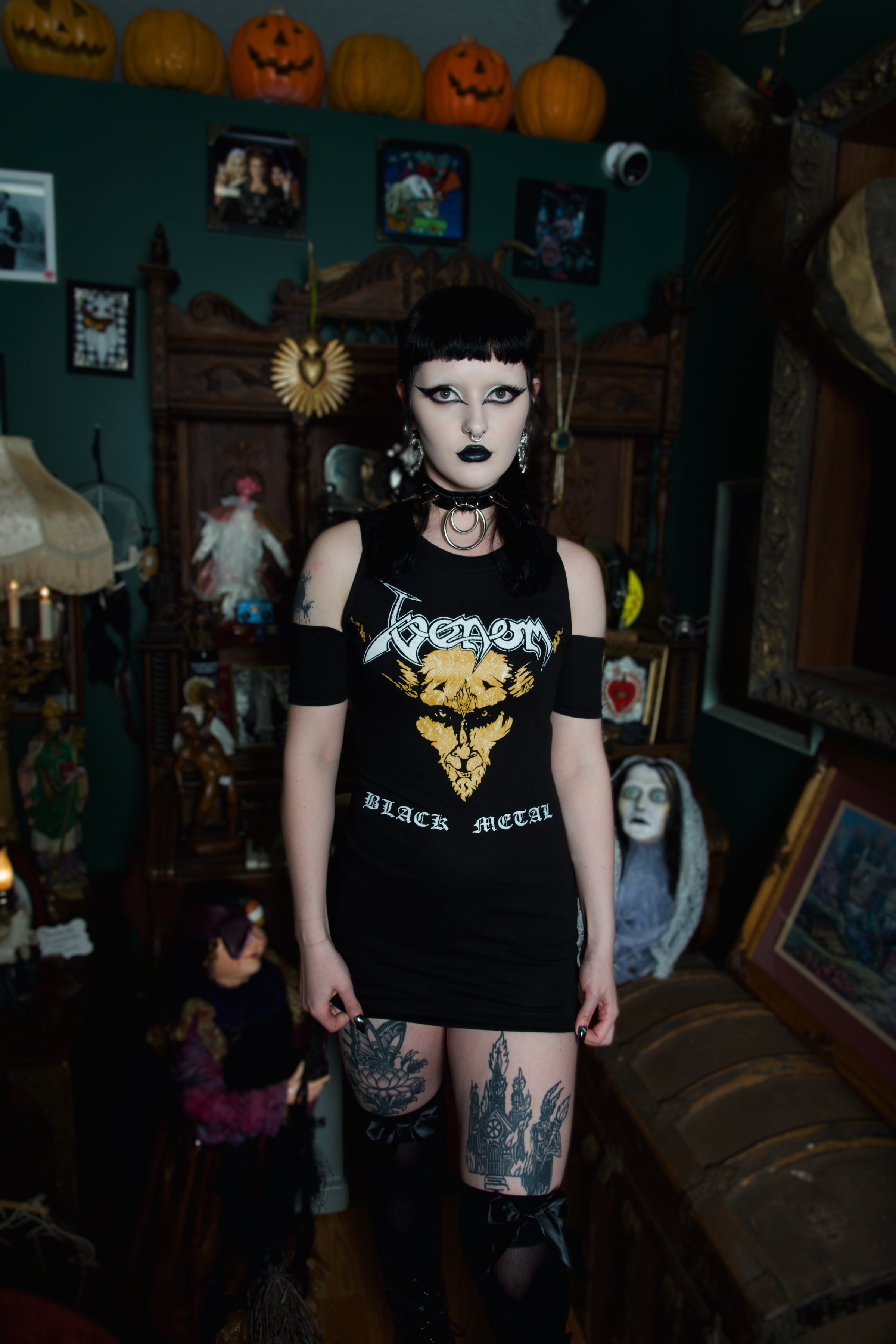 Venom Shoulder-Cut Dress