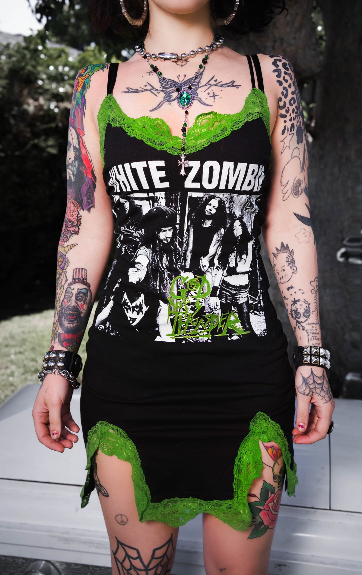 White Zombie Slit Lace Dress