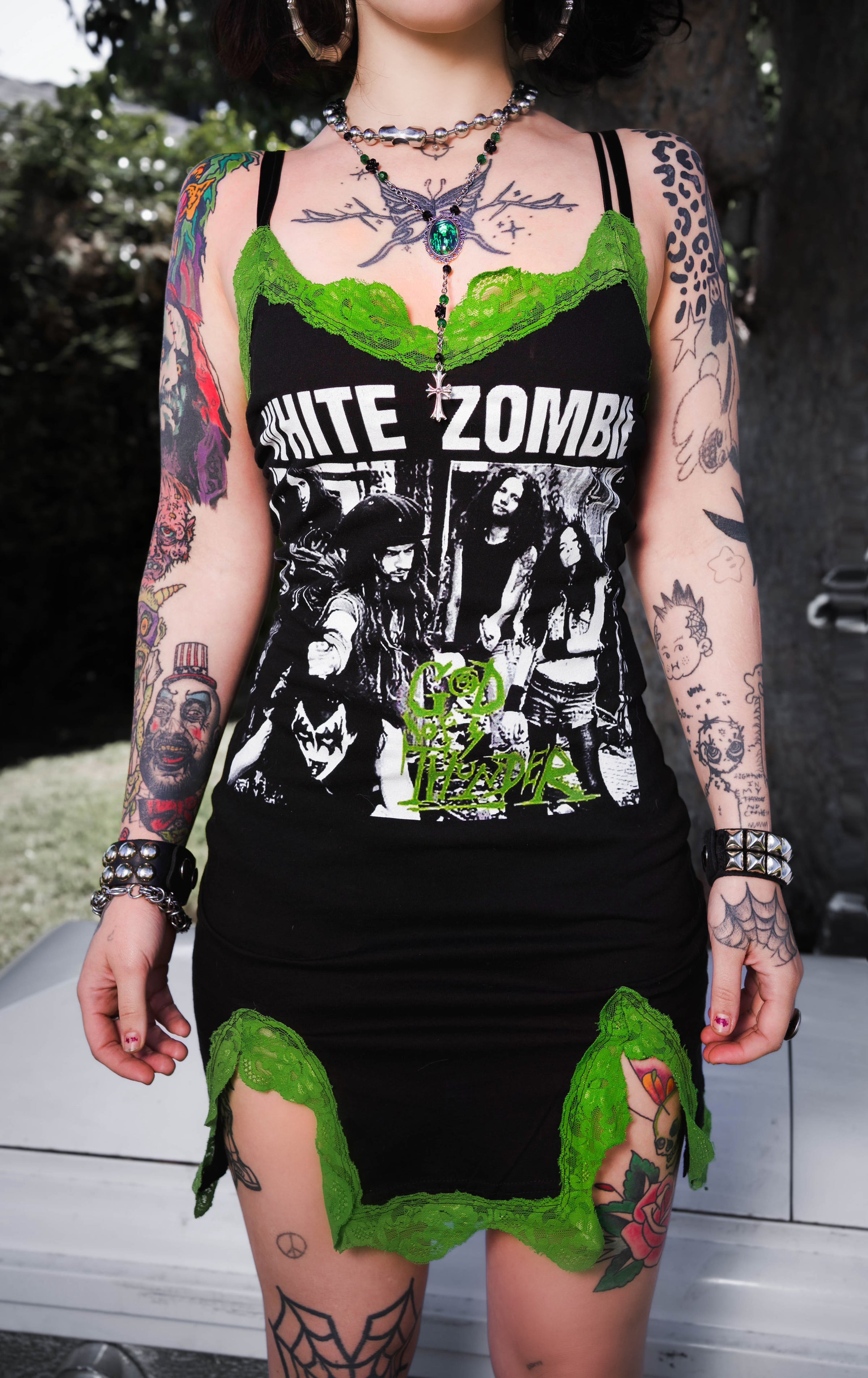 White Zombie Slit Lace Dress