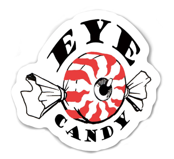 Vinyl sticker with Eyecandy company logo and "EYECANDY" written in black