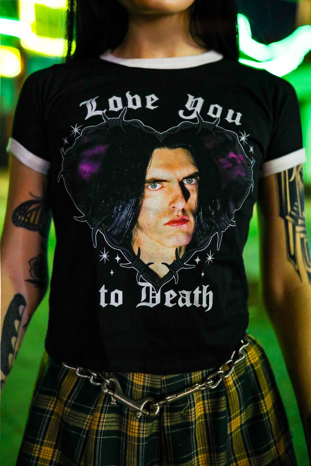 Peter (Love you to death)  Ringer Tee (Black)